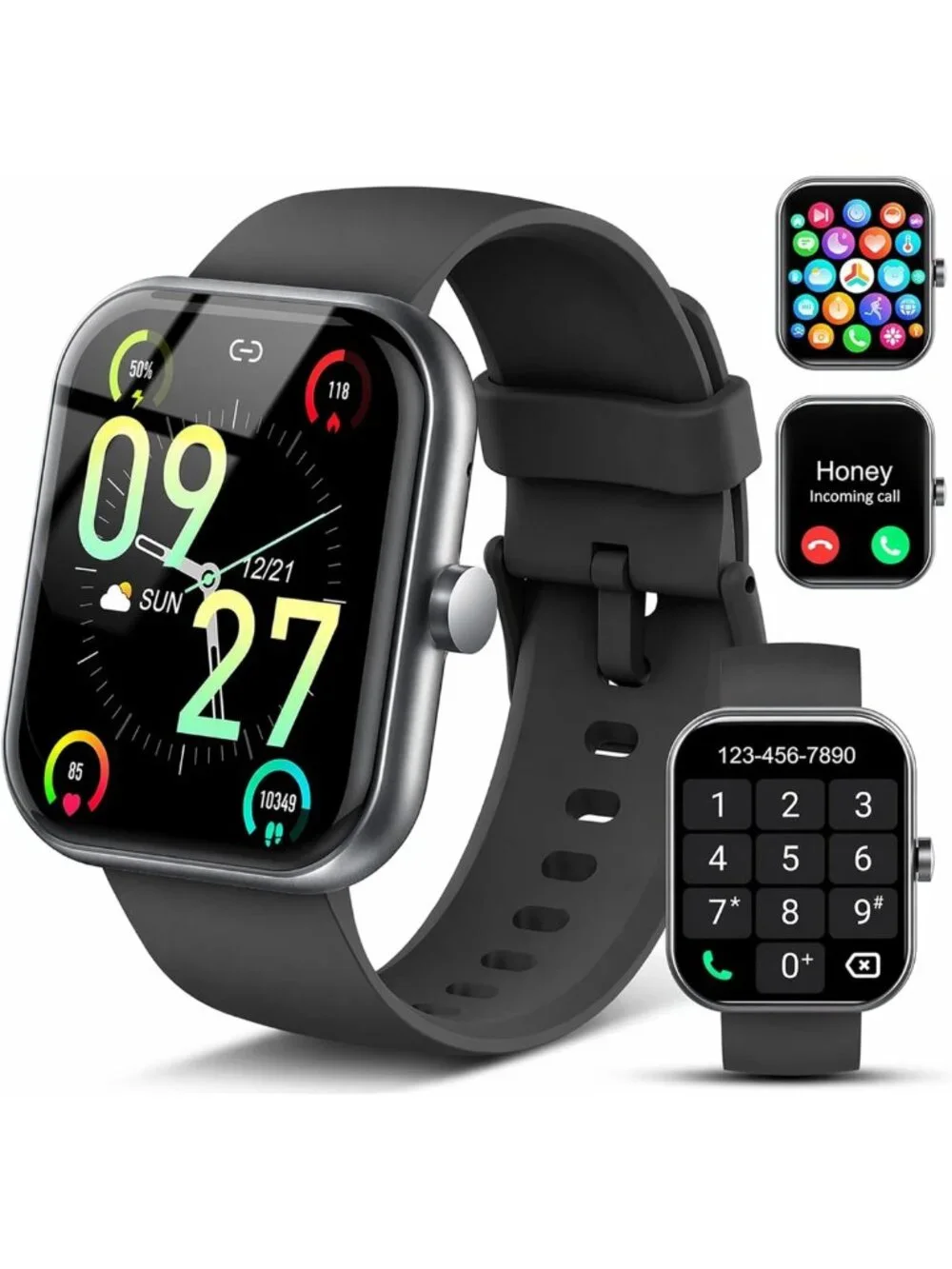 HD Touchscreen Smart Watch for Fitness, Calls, Heart Rate Monitor, IP68